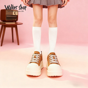 女鞋 Walker 复古百搭透气拼接一脚蹬厚底板鞋 新款 Shop2025秋冬季
