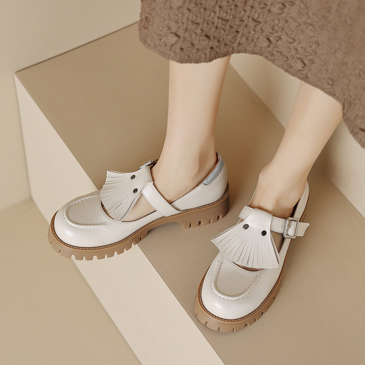 鞋子女款2026新款制服鞋一脚蹬女鞋气质皮鞋单鞋女早春乐福鞋女鞋