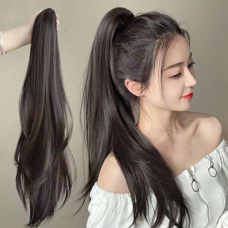 假发女可修剪抓夹式高马尾仿真发假辫子网红微卷马尾辫自然假发尾