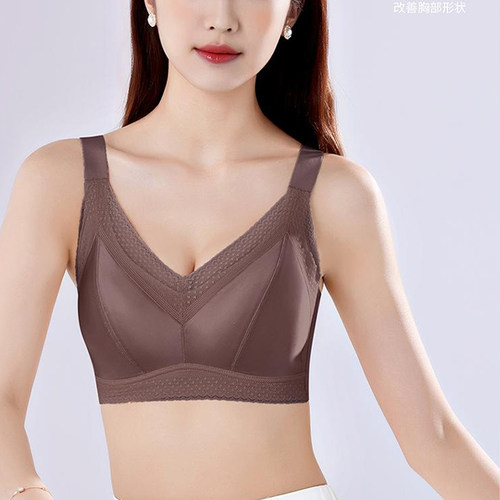 无钢圈宽肩带收副乳大胸显小内衣