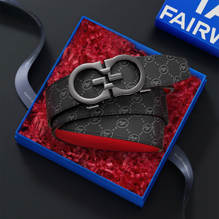 【本命年】马克华菲皮带男士2026新款真皮马年送礼结婚红色裤腰带