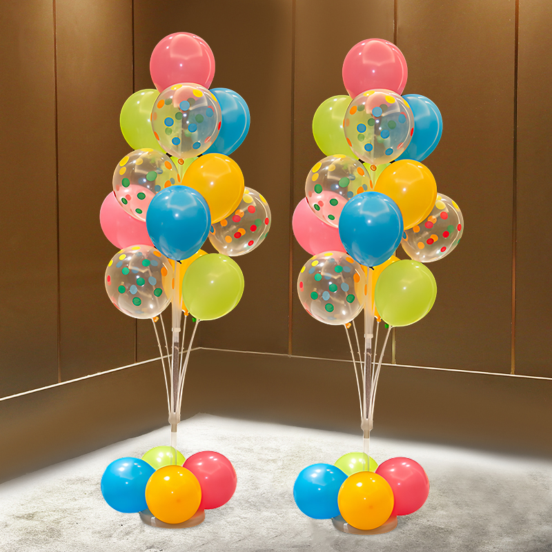 学校幼儿园教室班级活动氛围彩色气球装饰场景布置立柱地飘生日