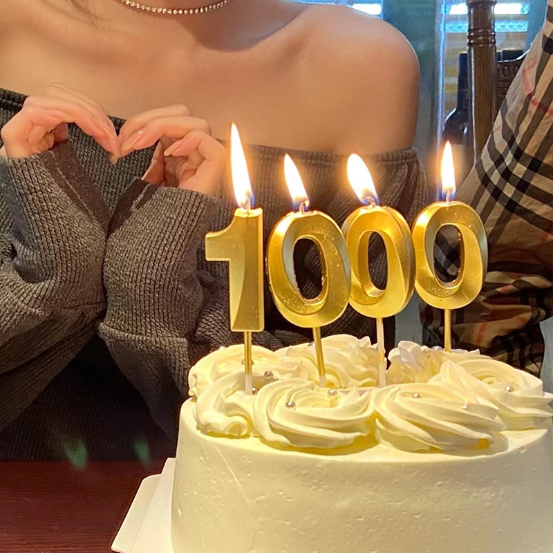 网红金色数字蛋糕蜡烛插件周岁生日男生女孩派对拍照道具气氛用品