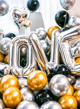 藏蓝色气球创意结婚礼婚房布置求婚告白浪漫新房卧室装饰气球套餐