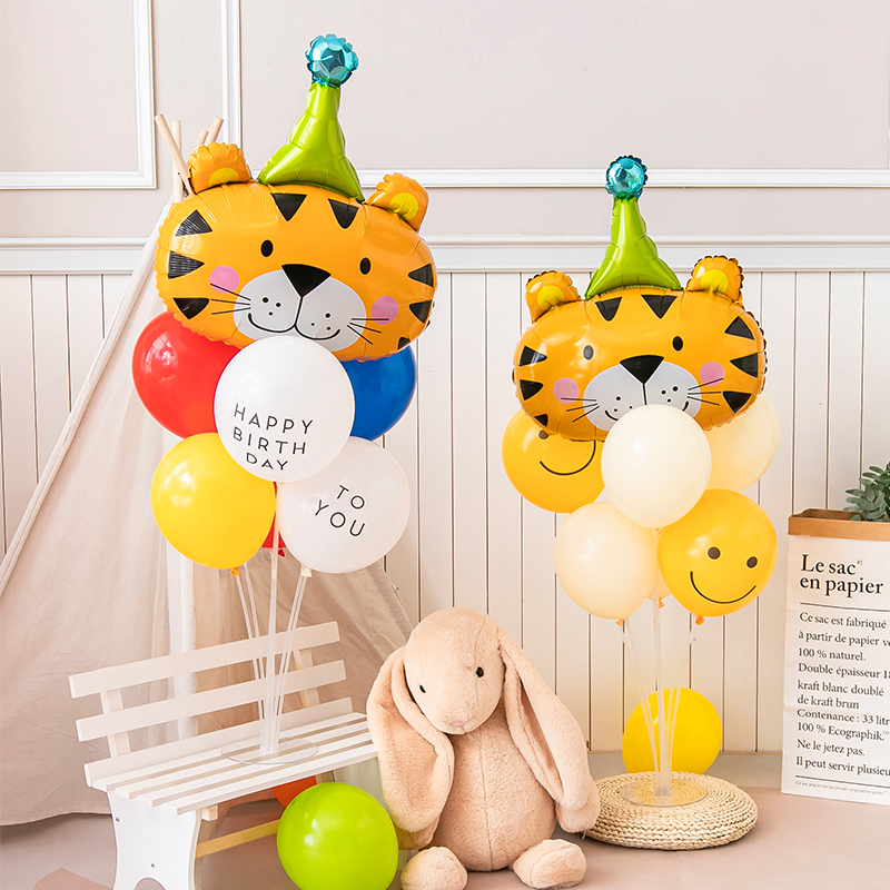 卡通铝膜老虎头桌飘套餐布置