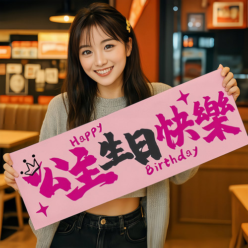成人生日手拿条幅横幅