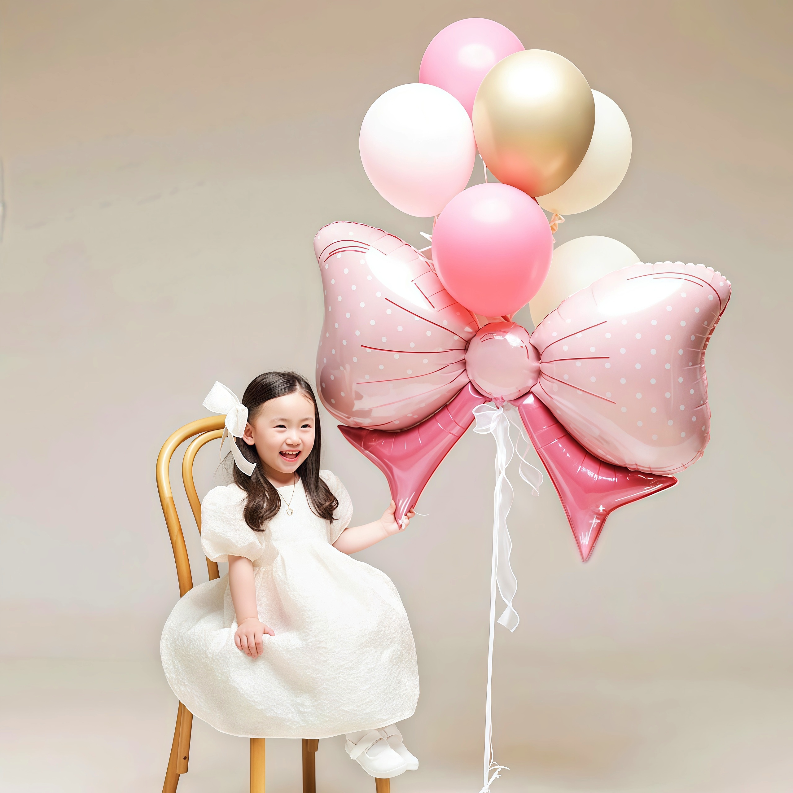 儿童周岁生日装饰场景布置气球女孩小红书同款汽球数字粉色飘空