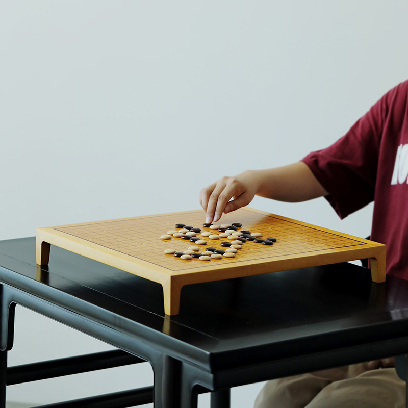 香榧木围棋盘实木五子棋套装正品高档红木棋墩棋桌成人创意棋台