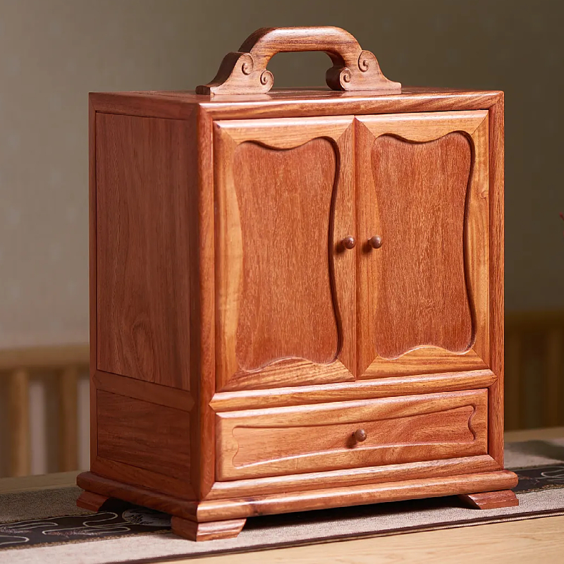 大果紫檀手提茶具收纳柜故宫复刻