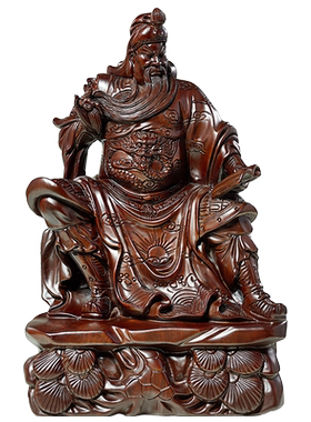 黑檀木雕看书关公摆件客厅