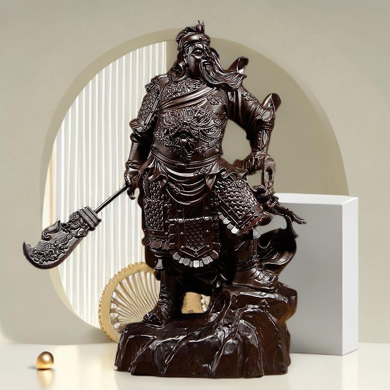定制黑檀木雕关公立刀摆件实木关二爷家居客厅摆设公司开业送礼品