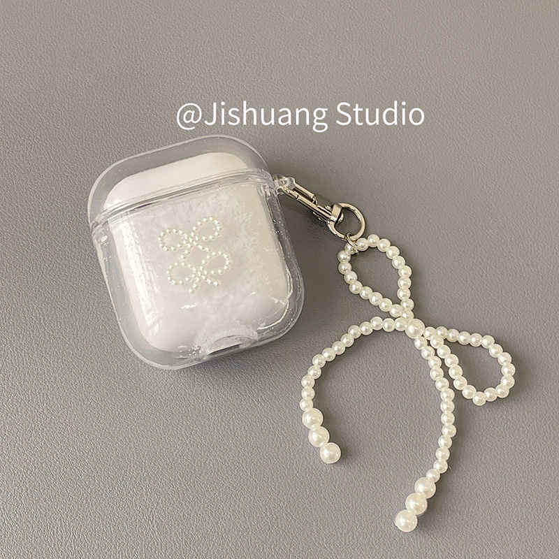 冬天流沙珍珠蝴蝶结适用苹果耳机保护套airpodspro2无线蓝牙耳机壳三