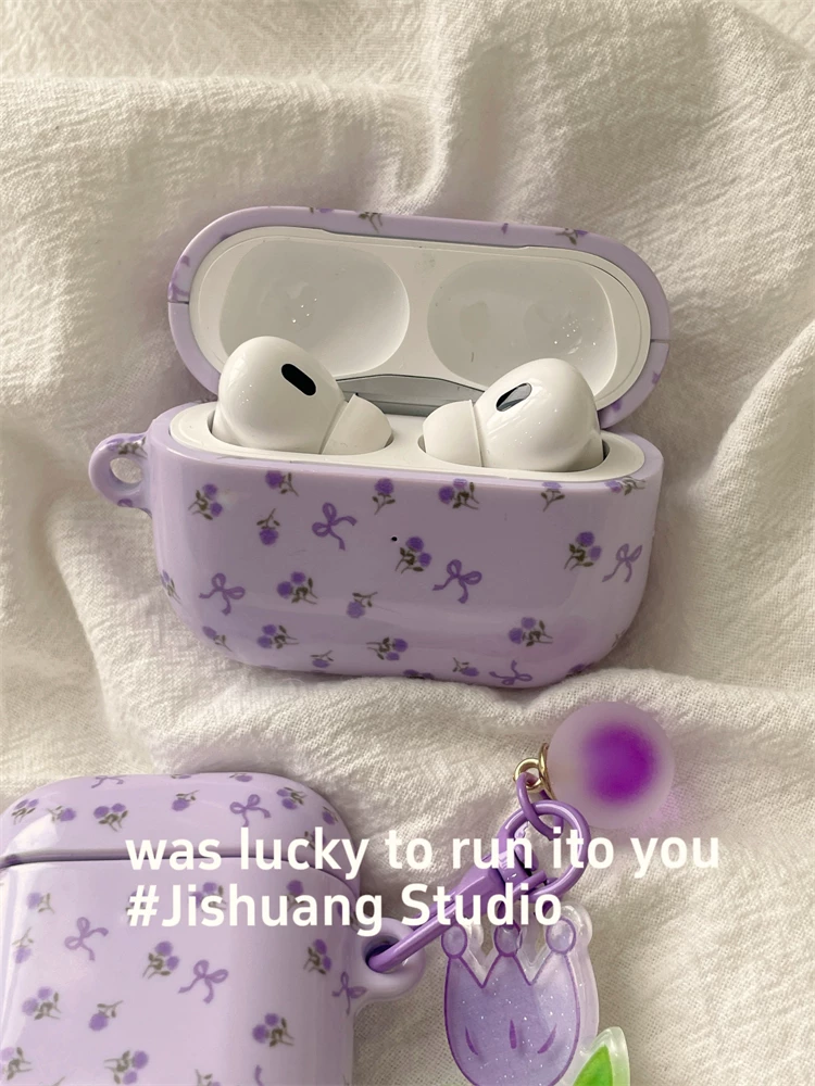 Весна Девочка Фиолетовый Цветок Подходит для Apple Headphones Защитный чехол AirPods Pro 2 Беспроводные Bluetooth наушники Чехол IIRPOD Второго поколения IPOD наушники Чехол AirPods3 Philippine Чехол