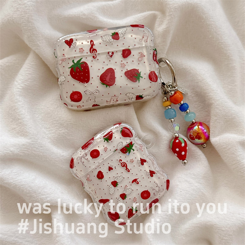 ins韩系红色波点草莓挂饰适用airpods4保护套airpodspro3苹果耳机套二代无线蓝牙保护壳airpod3女款全包软壳,3C数码配件,耳机保护套,淘宝优惠券,粉丝福利购,淘宝优惠卷
