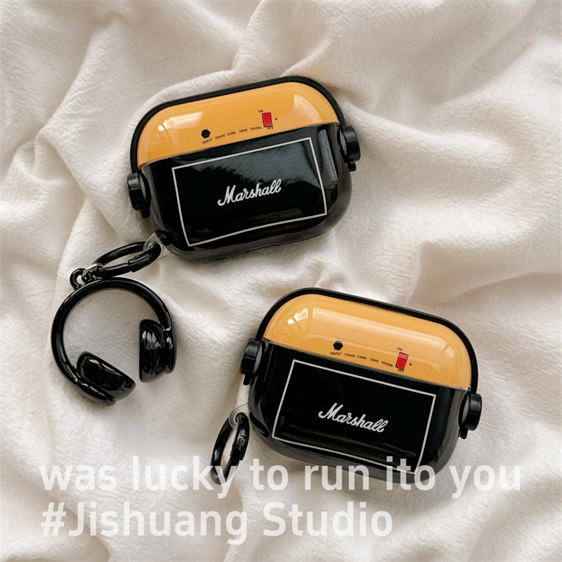 个性复古创意音响带挂饰适用airpods4保护套airpodspro3代苹果耳机套二代无线蓝牙保护壳airpod3女款全包软壳