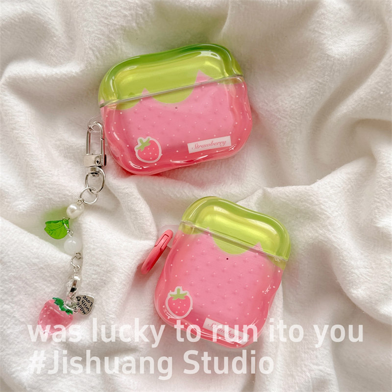 日韩少女粉色草莓带挂饰适用airpods4保护套airpodspro3代苹果耳机套二代无线蓝牙保护壳airpod3女款全包软壳,3C数码配件,耳机保护套,淘宝优惠券,粉丝福利购,淘宝优惠卷