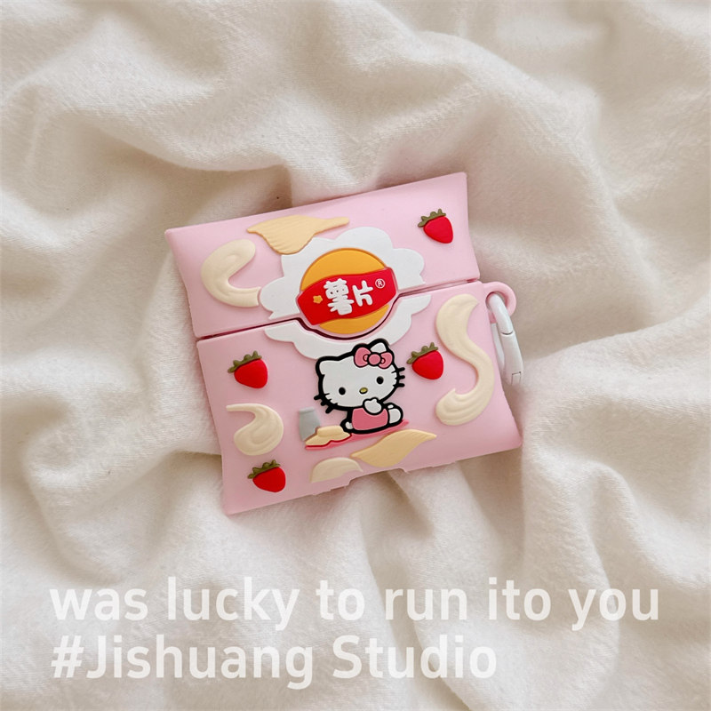 硅胶粉色立体薯片kitty适用airpods4保护套airpodspro3代苹果耳机套二代无线蓝牙保护壳airpod3女款全包软壳