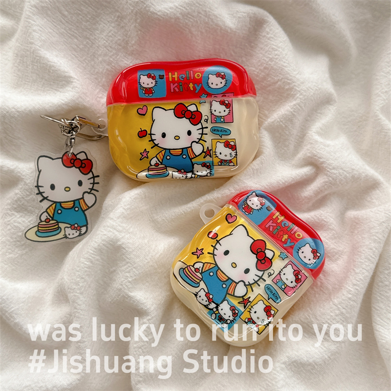趣味卡通蛋糕kitty挂饰适用airpods4保护套airpodspro3代苹果耳机套二代无线蓝牙保护壳airpod3女款全包软壳