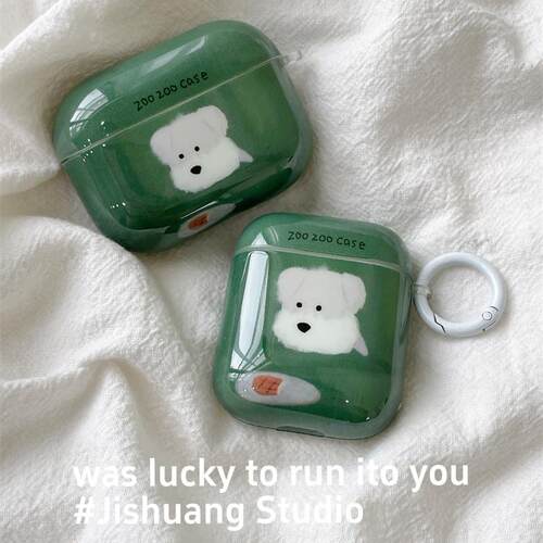 韩系可爱小狗插画适用苹果耳机保护套airpodspro3无线蓝牙耳机壳pro2代airpod4二代ipod耳机套airpods3保护壳