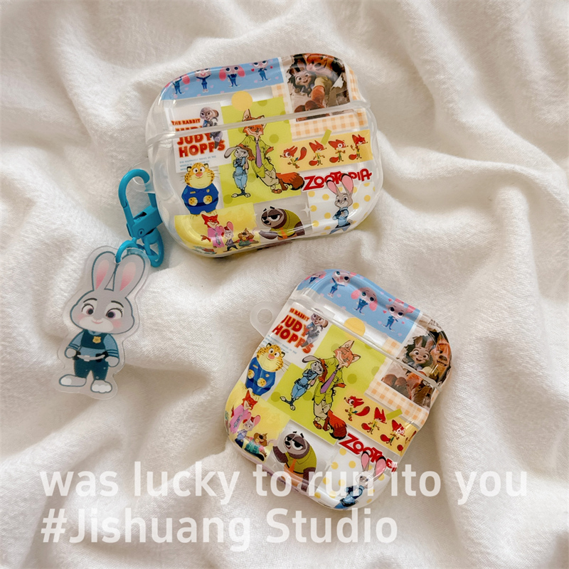 趣味卡通疯狂动物城挂饰适用airpods4保护套airpodspro3代苹果耳机套二代无线蓝牙保护壳airpod3女款全包软壳