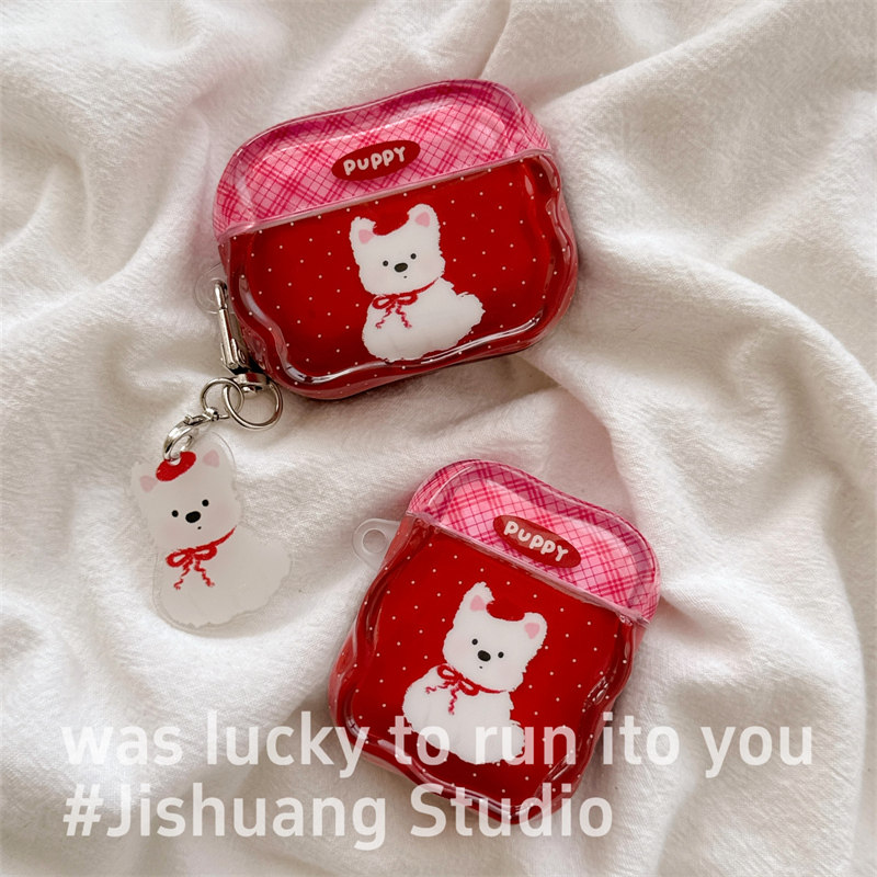 新年红色波点小狗带挂饰适用airpods4保护套airpodspro3代苹果耳机套二代无线蓝牙保护壳airpod3女款全包软壳,3C数码配件,耳机保护套,淘宝优惠券,粉丝福利购,淘宝优惠卷