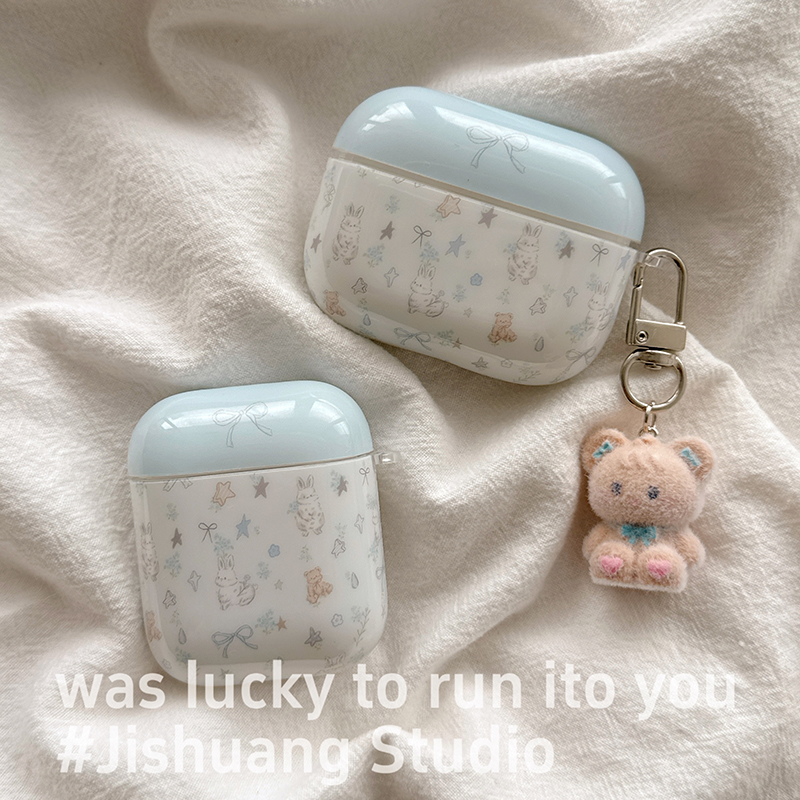 韩系ins星星小兔适用于苹果耳机保护套airpods4无线蓝牙耳机壳三四airpodpro2二代ipod耳机盒airpods3保护壳