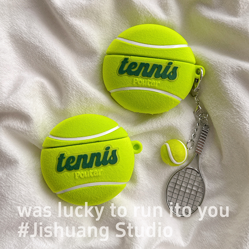 创意立体植绒网球适用于苹果耳机保护套airpods4无线蓝牙耳机壳三四airpodpro2二代ipod耳机盒airpods3保护壳