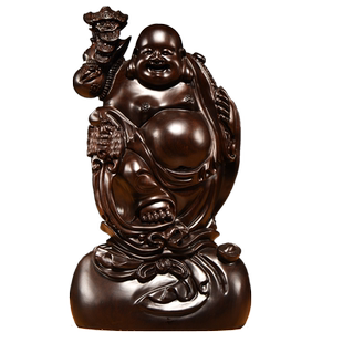 黑檀木雕弥勒佛像摆件木质大号实木质雕刻笑佛家居玄关红木工艺品