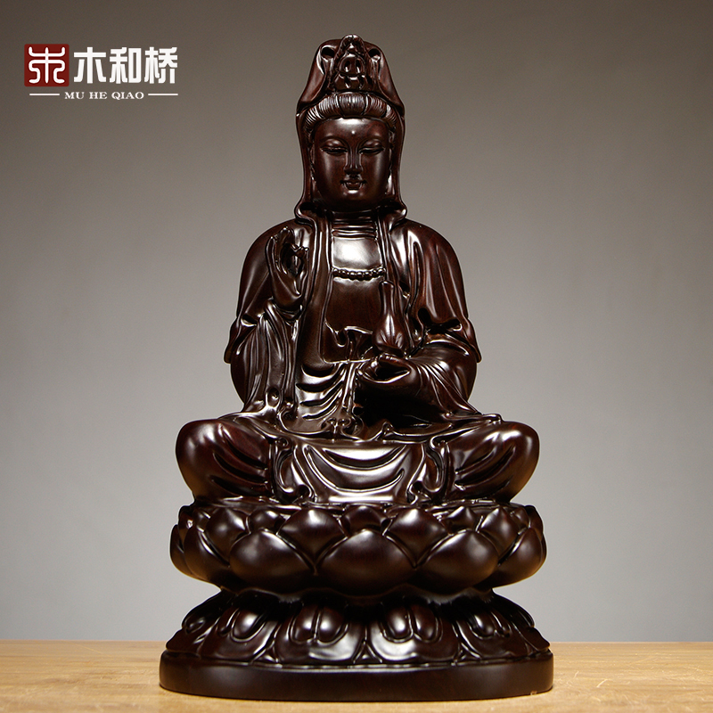 实木祝福摆件木雕观音佛像观音像