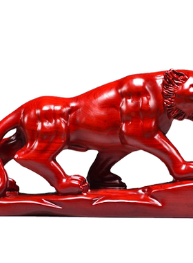 红色实木雕刻虎摆件十二生肖老虎