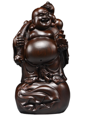 黑檀木雕弥勒佛像摆件大号实木