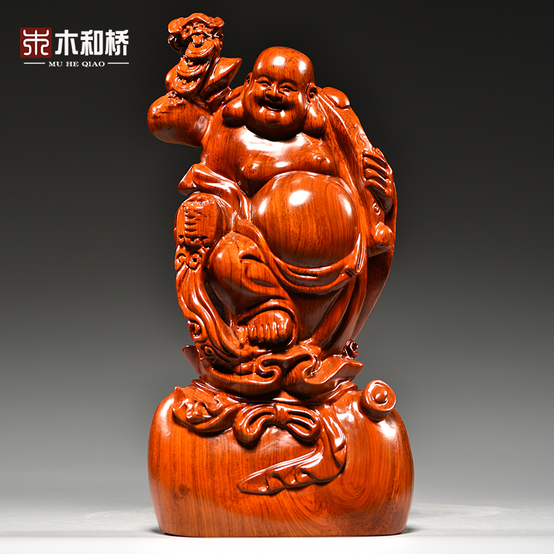 花梨木弥勒佛像摆件客厅祝福木质