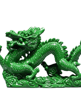 绿色木质青龙摆件木制十二生肖