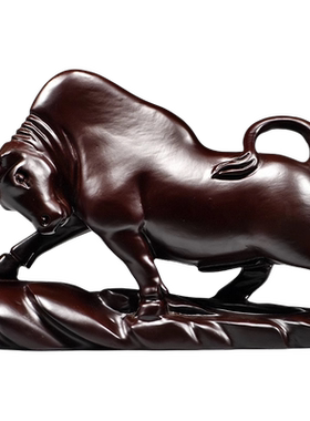 黑檀木雕牛摆件华尔街牛大号