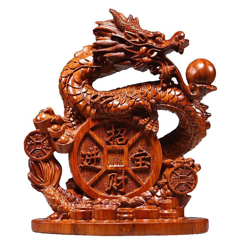 花梨实木质雕刻龙摆件