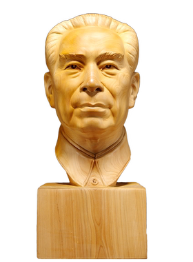 崖柏木雕人物周恩来送礼半身像