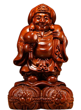 实木雕刻大黑天七福神送礼工艺品
