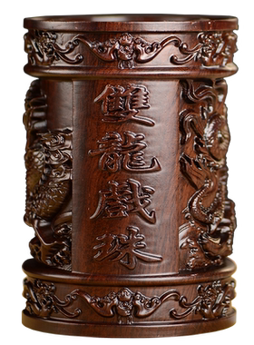 黑檀木双龙戏珠家居客厅工艺品