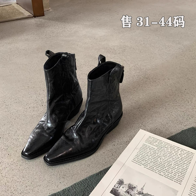 【巨好看】大码小码尖头V口短靴