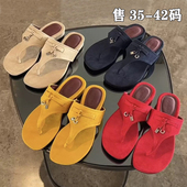 女鞋 大码 人字夹趾外穿百搭低跟沙滩凉拖鞋 41码 凉鞋 女41到43夏季