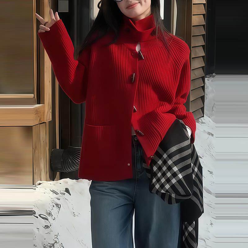 JOYIASS开衫毛衣女装冬季款港风复古长袖针织外套高级感超好看牛