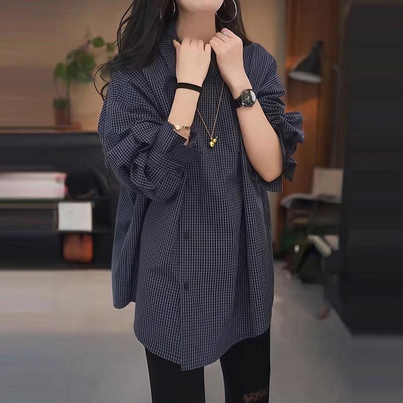 JOYIASS美式复古慵懒中长款衬衫针织背心马甲时尚套装女显瘦休闲