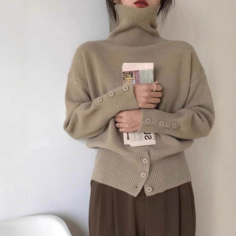 BLLOUKE时髦洋气纯色高领针织衫秋冬柔软亲肤打底衫毛衣通勤长袖