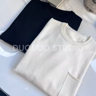 120支超细绵羊毛宽松针织卷边口袋T2697 多多还是多多