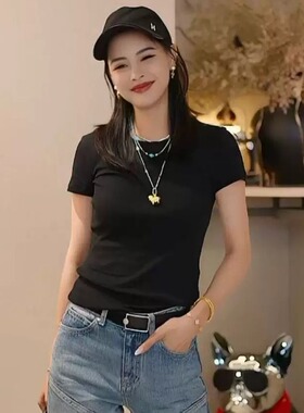【多多还是多多】显瘦强捻棉紧身短袖T恤CF-129