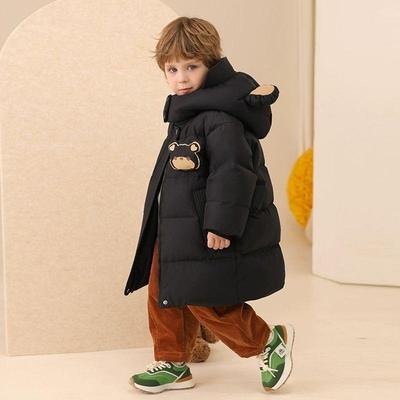 康博男童宝宝中长款羽绒服儿童2025新款红色保暖外出冬装外套童装