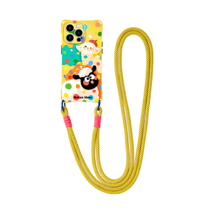 适用苹果15promax手机壳16背带斜跨17高级感iphone14挂绳新款女13pro黄色波点小羊12全包硅胶软壳11ins日韩潮