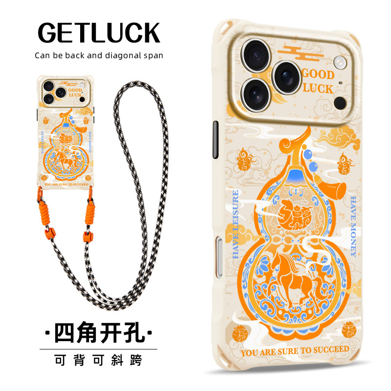 原创马上暴富葫芦适用华为mate70苹果16promax手机壳创意新款iphone17pro小众马年pura80斜挎挂绳15plus手提