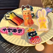 getluck原创可爱卡通趣味动物金属手机壳支架便捷通用多功能可折叠手机支架背贴小众百搭粘贴式 ins风 桌面时尚