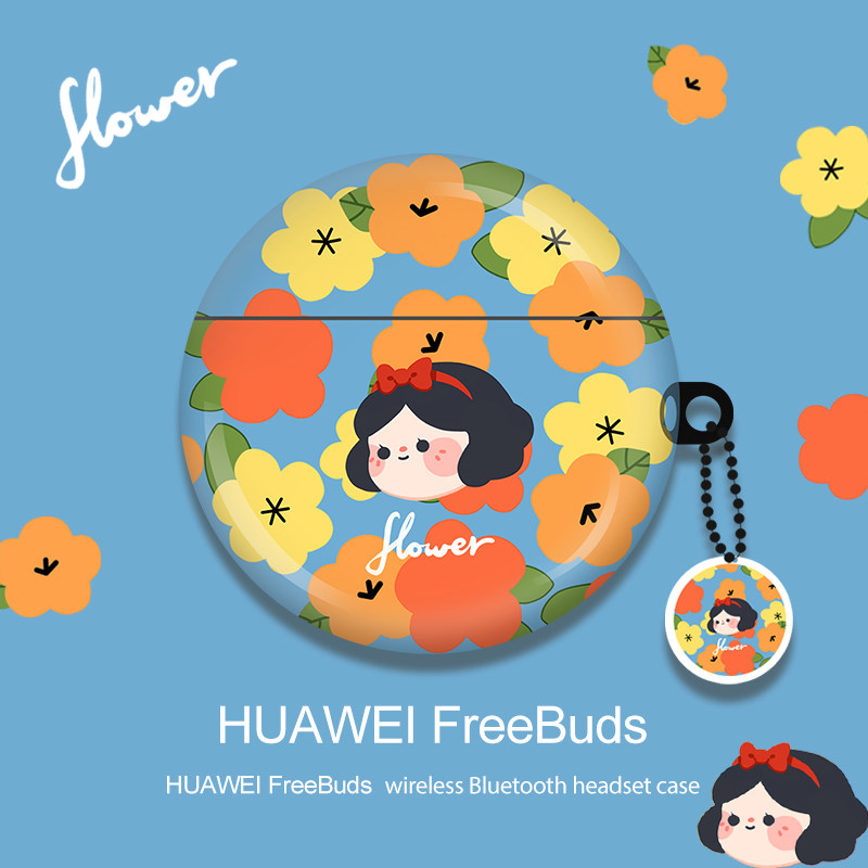 代freebudspro耳机保护套原创可爱卡通小女孩buds充电盒情侣ins华为壳